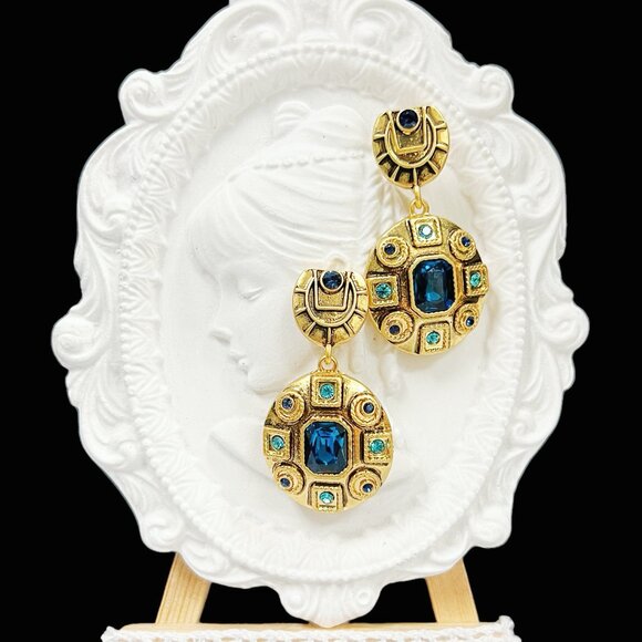 Blue Crystal Earrings, Bridal Crystal Earrings, Bridesmaids Crystal Earrings - Picture 11 of 11